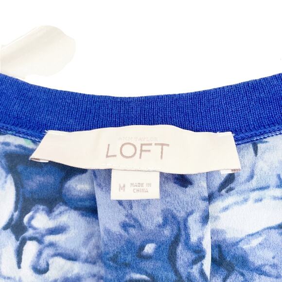 Ann Taylor Loft Blue Floral Button Down Cardigan Sz M - Picture 2 of 5